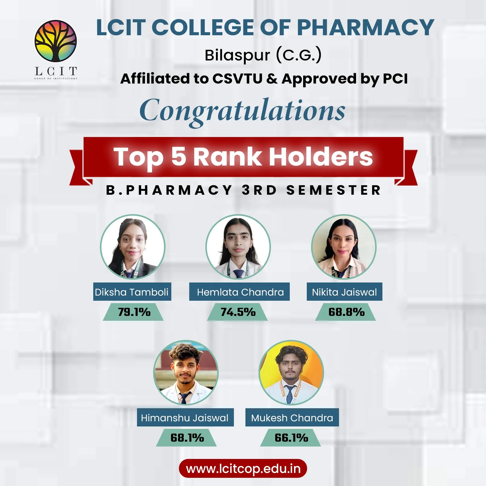 Top 10 Rank Holders — D.Pharm 2025